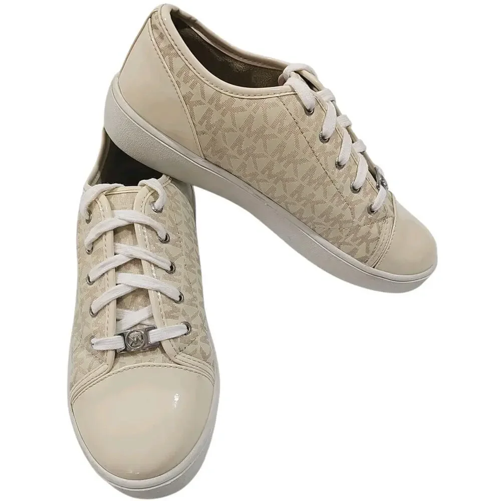 Michael Kors ~ Girls US Size 5Y ~Ivy Dee Vanilla Color Sneakers Shoes Logo.